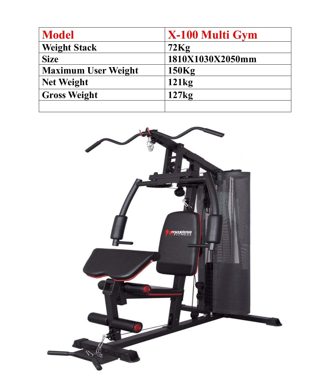 maximum fitness x-100 multi gym machine price in Pakistan Hover